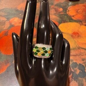 Ethiopian Welo Opal and Chrome Diopside Sterling Silver Ring